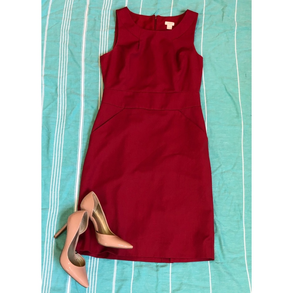 J. Crew Dark Red Sleeveless Work Dress